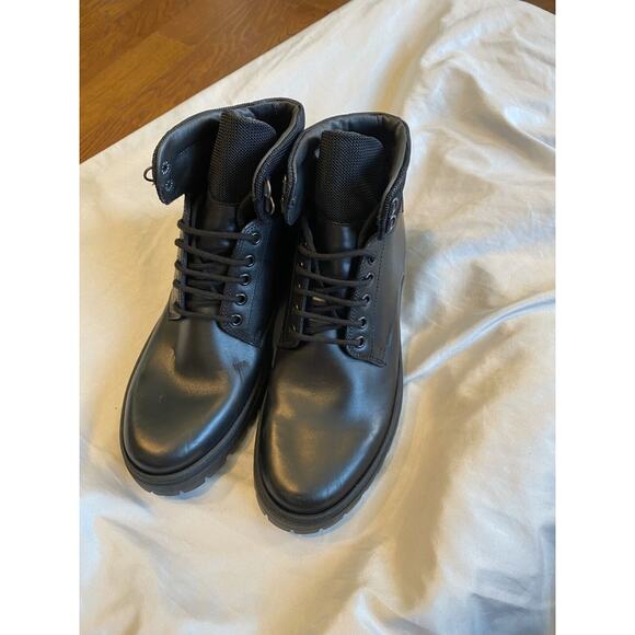 Bruno Magli Val 1 Derby Ankle Boots Men\'s 7 Black Leather Lace Up Round Toe S47